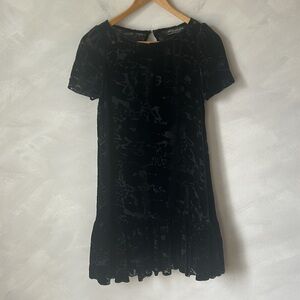 Allsaints spitalfields black velvet silk short sleeve imortal dress burnout 6 sm